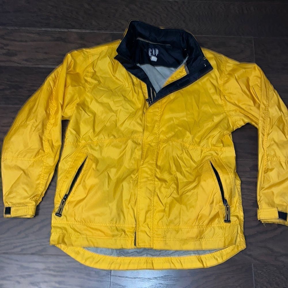 Vintage 2000 hooded Yellow ripstop nylon Gap Science lined mesh jacket coat M
